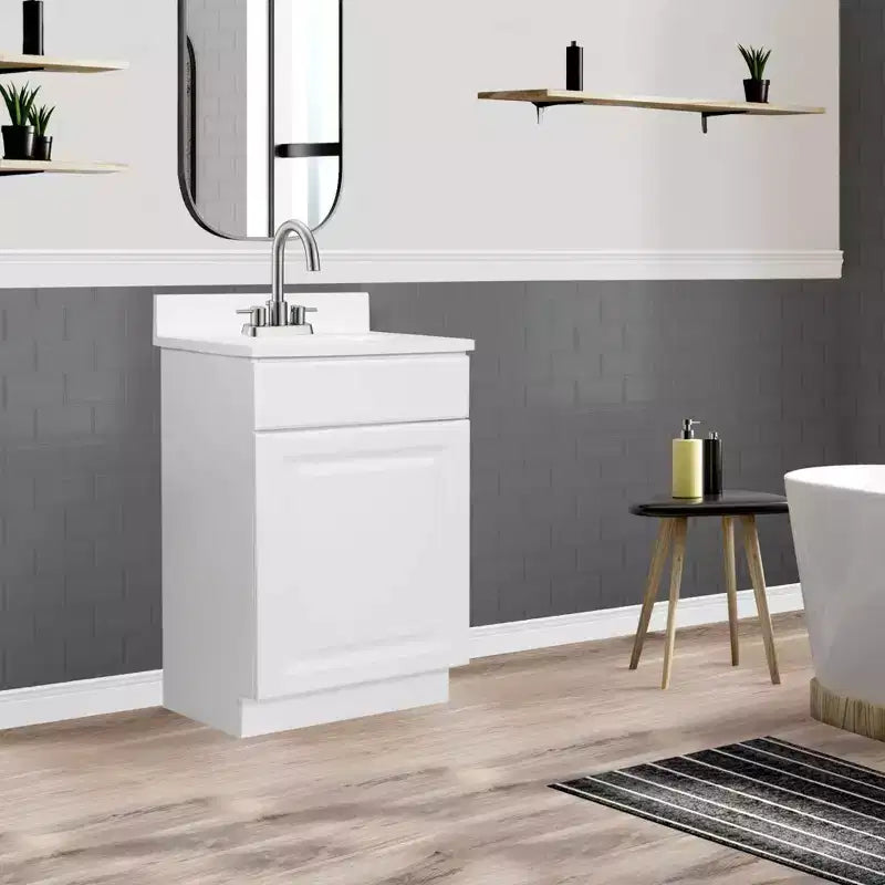 Meuble-lavabo en contreplaqué avec dessus en marbre reconstitué 34,19''H x 19''L x 17''P