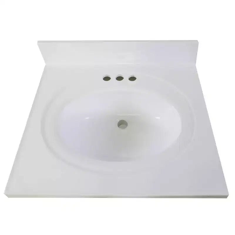 Meuble-lavabo en contreplaqué avec dessus en marbre reconstitué 34,19''H x 19''L x 17''P