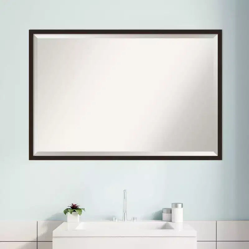 Miroir mural de salle de bain rectangulaire en bois 63,5 cm H x 94 cm L