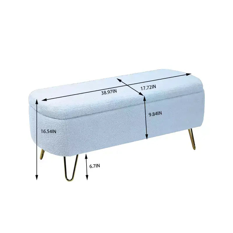 Banc de rangement ottoman en fausse fourrure 39,37"L x 15,75"P x 15,5"H