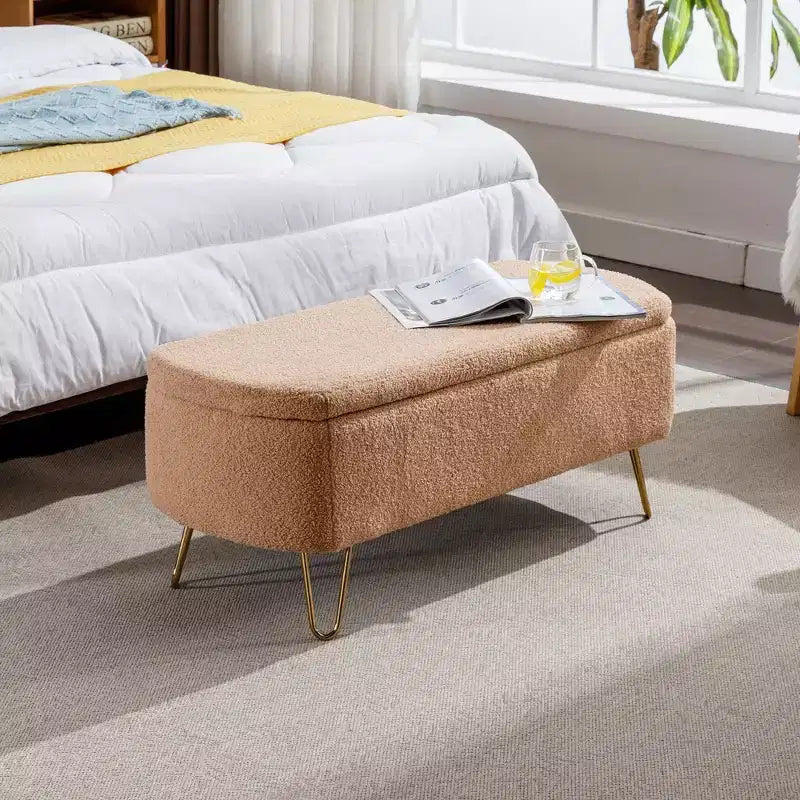 Banc de rangement ottoman en fausse fourrure 39,37"L x 15,75"P x 15,5"H