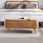 Banc de rangement ottoman en fausse fourrure 39,37"L x 15,75"P x 15,5"H
