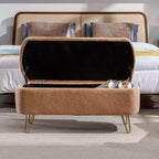 Banc de rangement ottoman en fausse fourrure 39,37"L x 15,75"P x 15,5"H