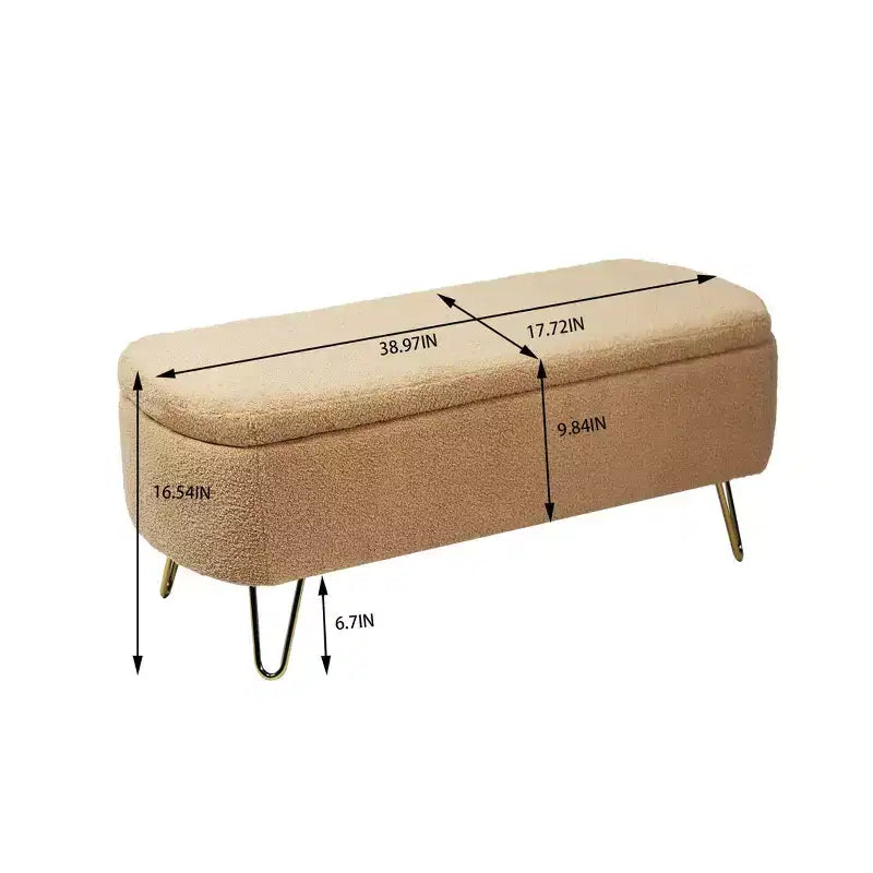 Banc de rangement ottoman en fausse fourrure 39,37"L x 15,75"P x 15,5"H