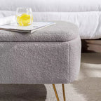 Banc de rangement ottoman en fausse fourrure 39,37"L x 15,75"P x 15,5"H