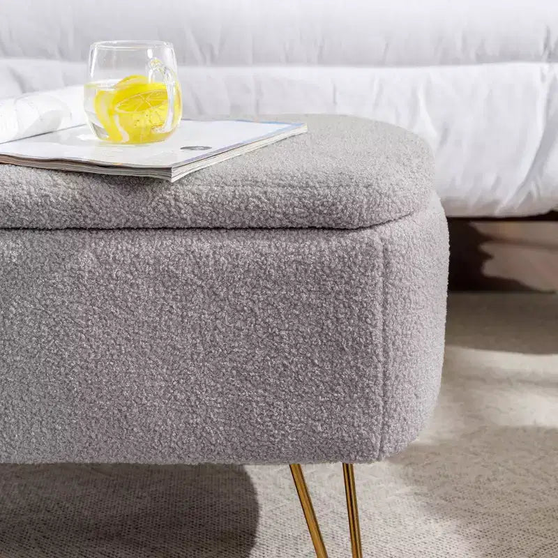 Banc de rangement ottoman en fausse fourrure 39,37"L x 15,75"P x 15,5"H