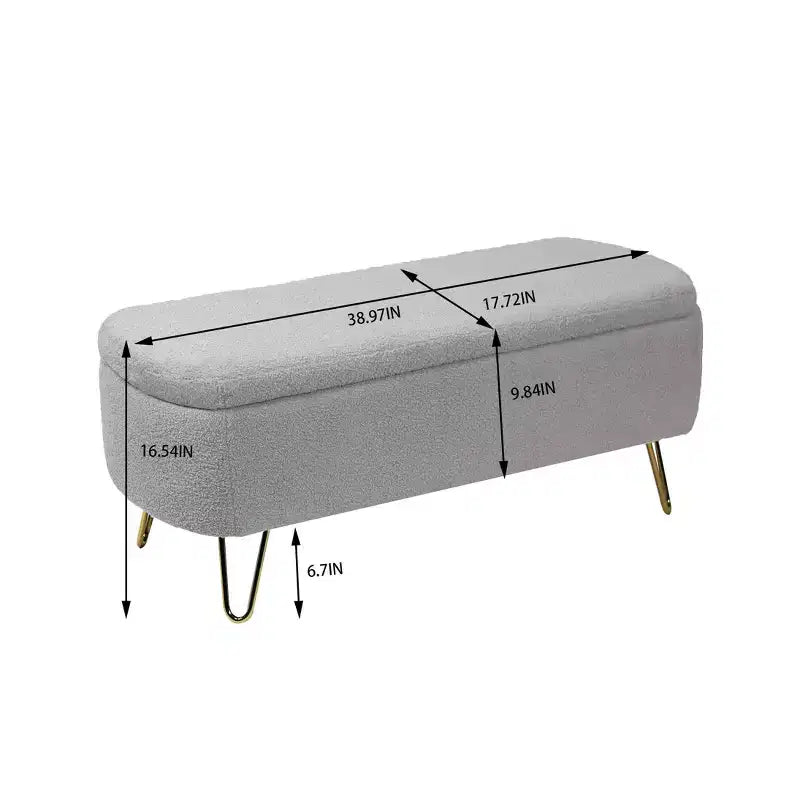 Banc de rangement ottoman en fausse fourrure 39,37"L x 15,75"P x 15,5"H