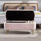 Banc de rangement ottoman en fausse fourrure 39,37"L x 15,75"P x 15,5"H