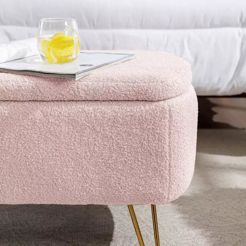 Banc de rangement ottoman en fausse fourrure 39,37"L x 15,75"P x 15,5"H