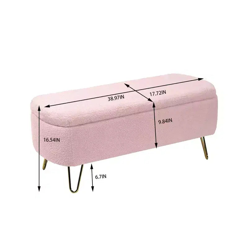 Banc de rangement ottoman en fausse fourrure 39,37"L x 15,75"P x 15,5"H