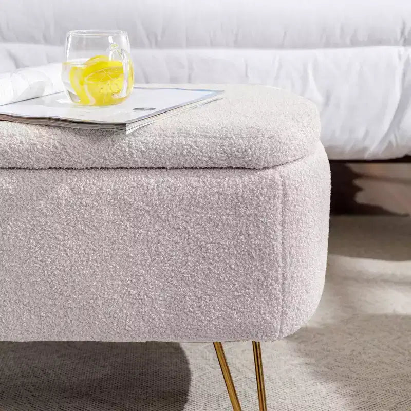 Banc de rangement ottoman en fausse fourrure 39,37"L x 15,75"P x 15,5"H