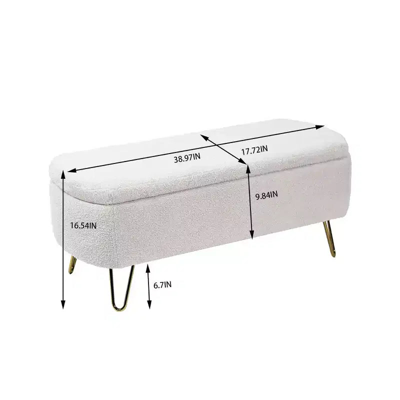 Banc de rangement ottoman en fausse fourrure 39,37"L x 15,75"P x 15,5"H