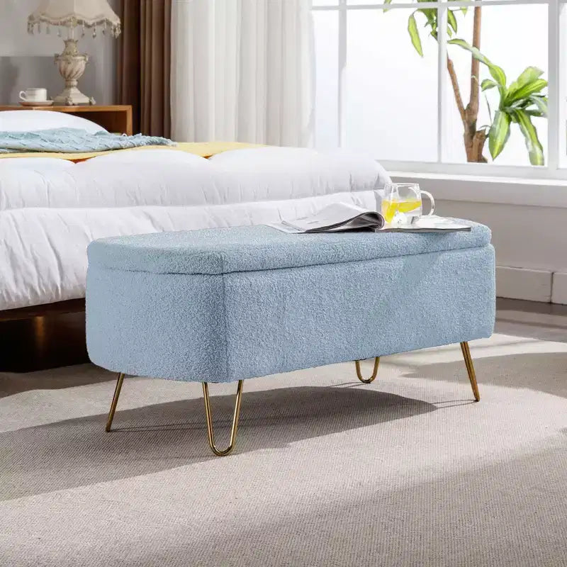 Banc de rangement ottoman en fausse fourrure 39,37"L x 15,75"P x 15,5"H