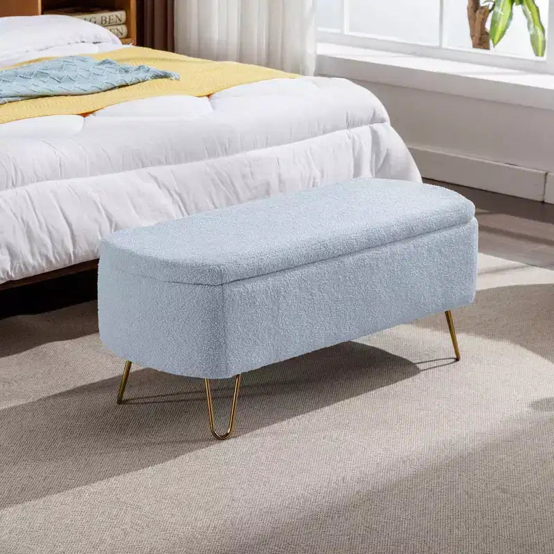 Banc de rangement ottoman en fausse fourrure 39,37"L x 15,75"P x 15,5"H