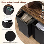 Trieur à linge métallique avec 2 sacs coulissants et étagères de rangement