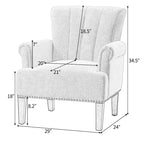 Fauteuil touffeté en polyester avec accoudoirs roulés 29''L x 24''P x 34.5''H