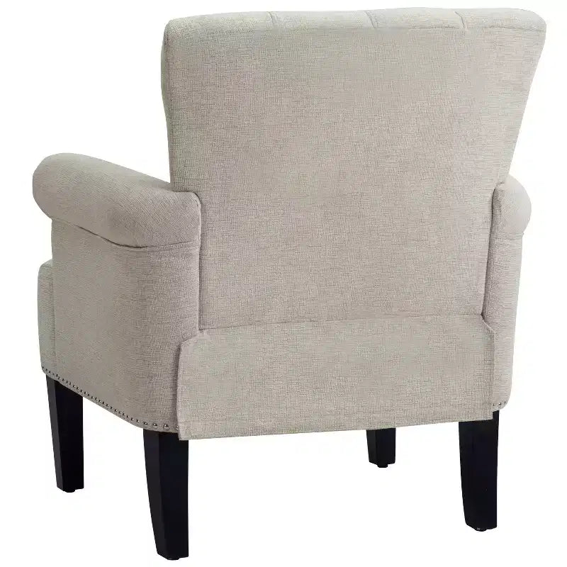 Fauteuil touffeté en polyester avec accoudoirs roulés 29''L x 24''P x 34.5''H