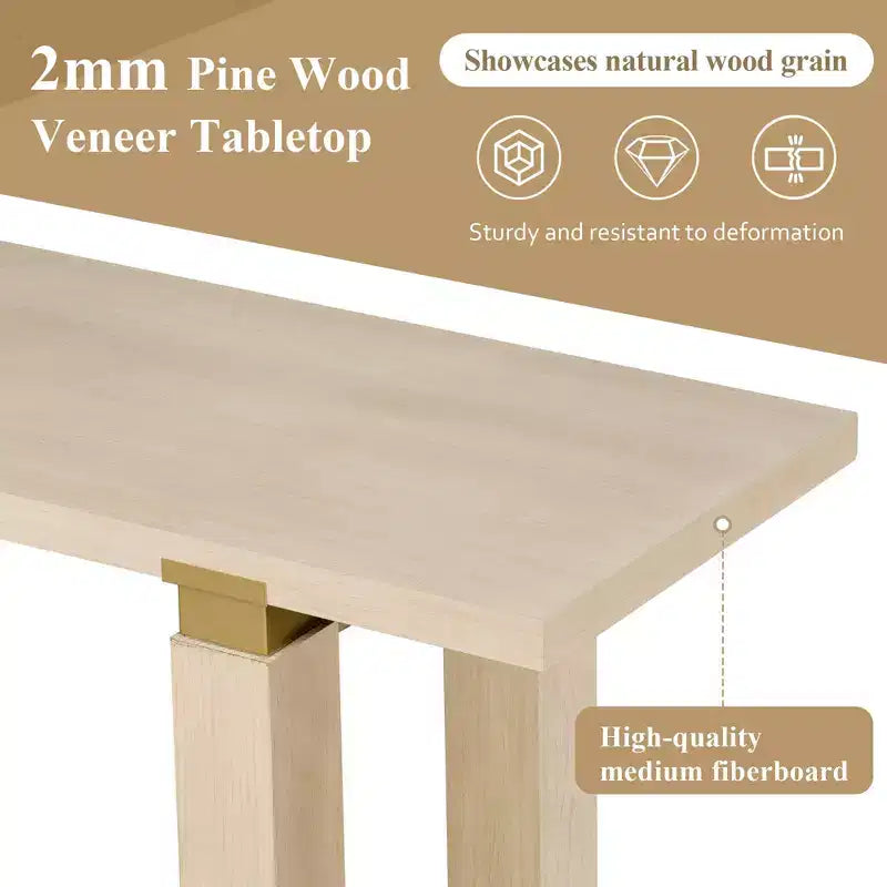 Console en pin et MDF avec étagère de rangement 76,5 cm (H) x 160 cm (L) x 40 cm (P)