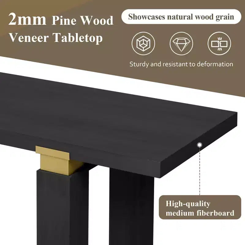 Console en pin et MDF avec étagère de rangement 76,5 cm (H) x 160 cm (L) x 40 cm (P)
