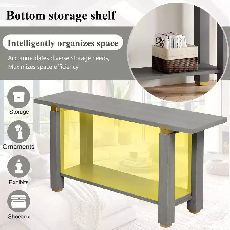 Console en pin et MDF avec étagère de rangement 76,5 cm (H) x 160 cm (L) x 40 cm (P)