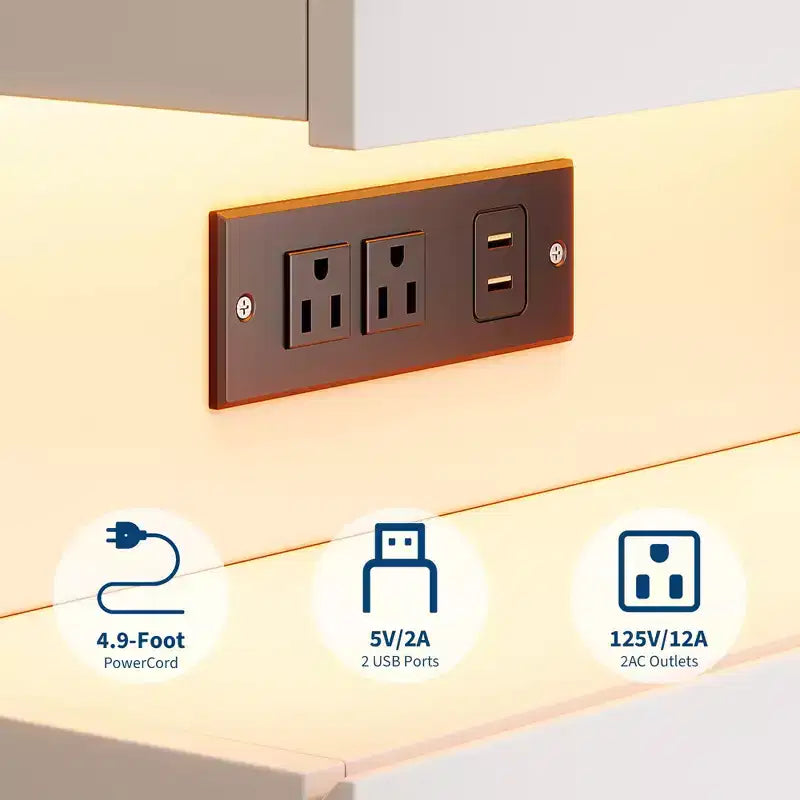 Table de chevet en bois à 3 tiroirs avec station de charge 62,5 cm (H) x 50 cm (L) x 38 cm (P)