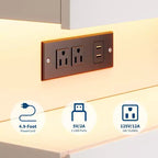 Table de chevet en bois à 3 tiroirs avec station de charge 62,5 cm (H) x 50 cm (L) x 38 cm (P)