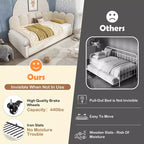 Lit de repos double en velours avec lit gigogne escamotable et cadre à lattes métalliques 76,2 cm H x 199,9 cm L x 105,7 cm P
