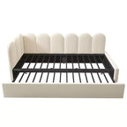 Lit de repos double en velours avec lit gigogne escamotable et cadre à lattes métalliques 76,2 cm H x 199,9 cm L x 105,7 cm P
