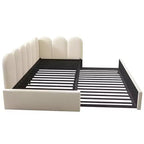 Lit de repos double en velours avec lit gigogne escamotable et cadre à lattes métalliques 76,2 cm H x 199,9 cm L x 105,7 cm P