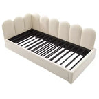 Lit de repos double en velours avec lit gigogne escamotable et cadre à lattes métalliques 76,2 cm H x 199,9 cm L x 105,7 cm P