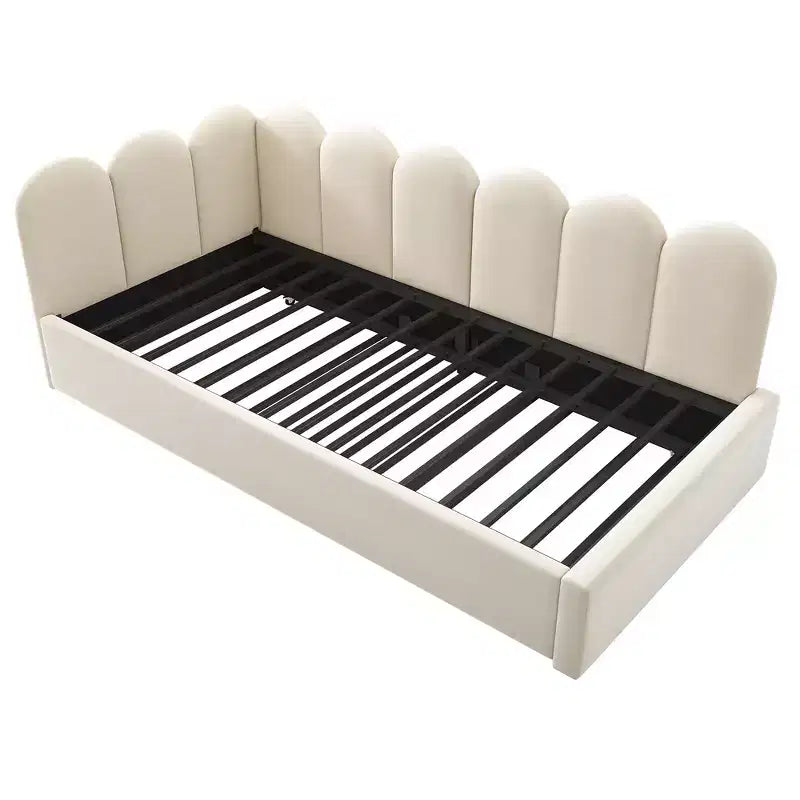 Lit de repos double en velours avec lit gigogne escamotable et cadre à lattes métalliques 76,2 cm H x 199,9 cm L x 105,7 cm P