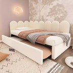 Lit de repos double en velours avec lit gigogne escamotable et cadre à lattes métalliques 76,2 cm H x 199,9 cm L x 105,7 cm P