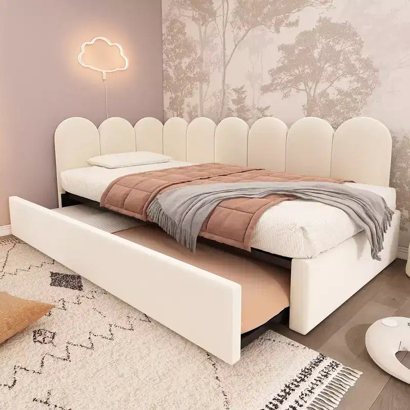 Lit de repos double en velours avec lit gigogne escamotable et cadre à lattes métalliques 76,2 cm H x 199,9 cm L x 105,7 cm P