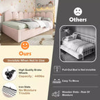 Lit de repos double en velours avec lit gigogne escamotable et cadre à lattes métalliques 76,2 cm H x 199,9 cm L x 105,7 cm P