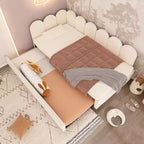 Lit de repos double en velours avec lit gigogne escamotable et cadre à lattes métalliques 76,2 cm H x 199,9 cm L x 105,7 cm P