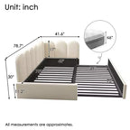 Lit de repos double en velours avec lit gigogne escamotable et cadre à lattes métalliques 76,2 cm H x 199,9 cm L x 105,7 cm P