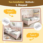 Lit de repos double en velours avec lit gigogne escamotable et cadre à lattes métalliques 76,2 cm H x 199,9 cm L x 105,7 cm P