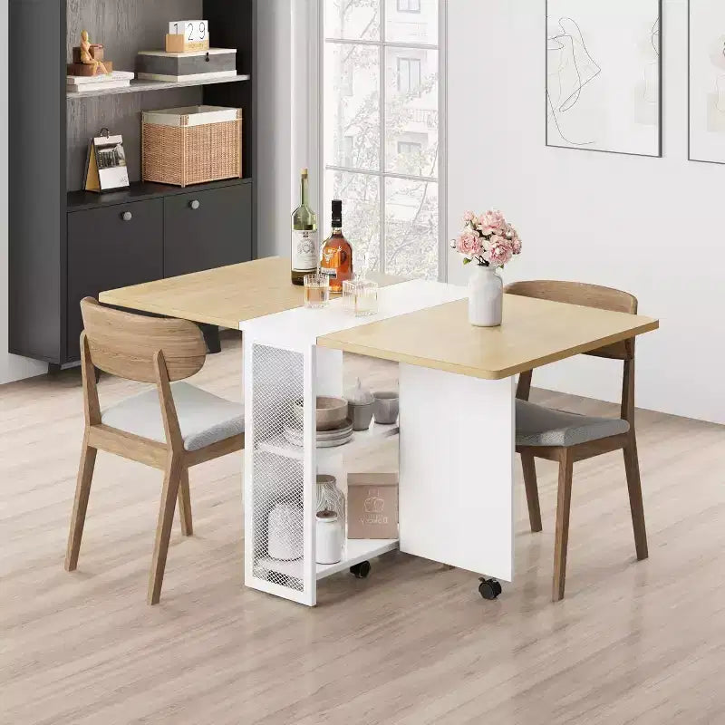 Table à manger pliante en bois avec roulettes 75 cm (H) x 80 cm (l) x 127 cm (P)