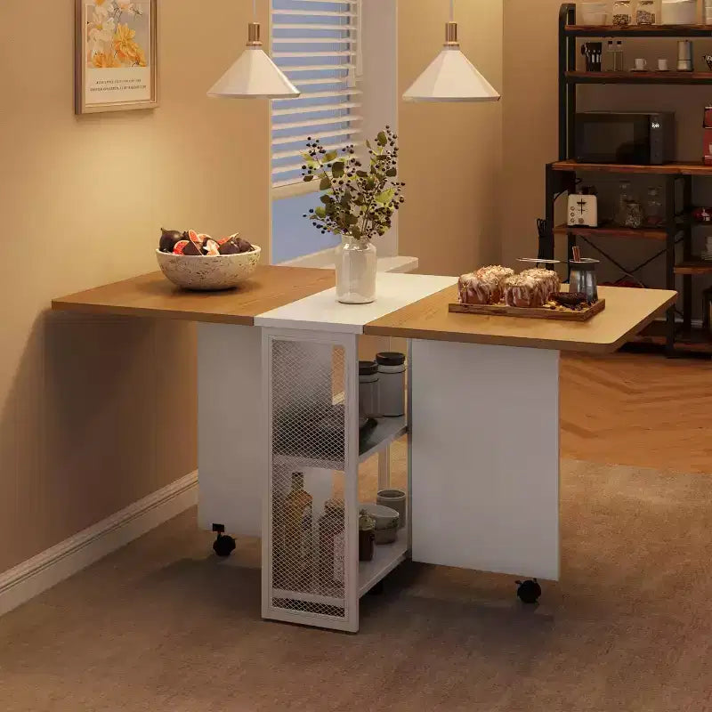 Table à manger pliante en bois avec roulettes 75 cm (H) x 80 cm (l) x 127 cm (P)