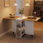 Table à manger pliante en bois avec roulettes 75 cm (H) x 80 cm (l) x 127 cm (P)