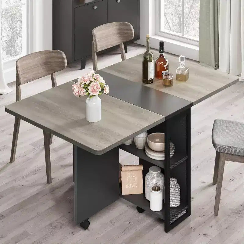 Table à manger pliante en bois avec roulettes 75 cm (H) x 80 cm (l) x 127 cm (P)