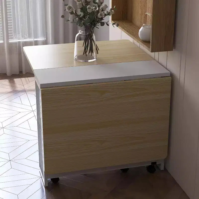 Table à manger pliante en bois avec roulettes 75 cm (H) x 80 cm (l) x 127 cm (P)