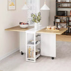 Table à manger pliante en bois avec roulettes 75 cm (H) x 80 cm (l) x 127 cm (P)
