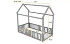 Lit au sol en forme de maison pour enfant Pine Kids, jumeau 183,9 cm H x 102,1 cm l x 198,4 cm P