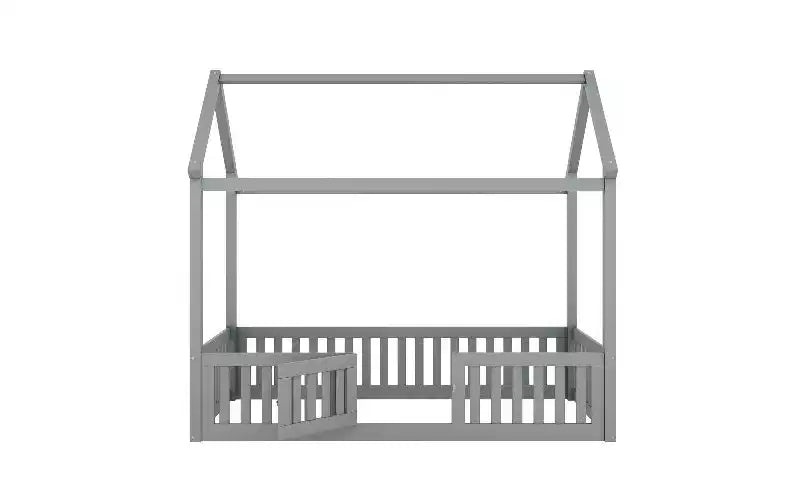 Lit au sol en forme de maison pour enfant Pine Kids, jumeau 183,9 cm H x 102,1 cm l x 198,4 cm P