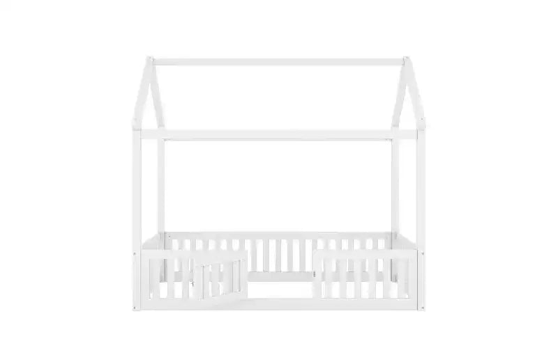 Lit au sol en forme de maison pour enfant Pine Kids, jumeau 183,9 cm H x 102,1 cm l x 198,4 cm P