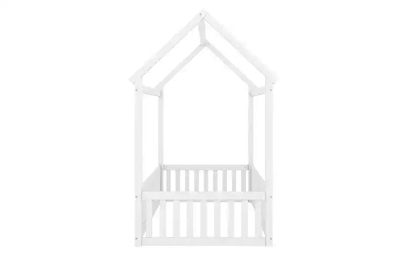 Lit au sol en forme de maison pour enfant Pine Kids, jumeau 183,9 cm H x 102,1 cm l x 198,4 cm P
