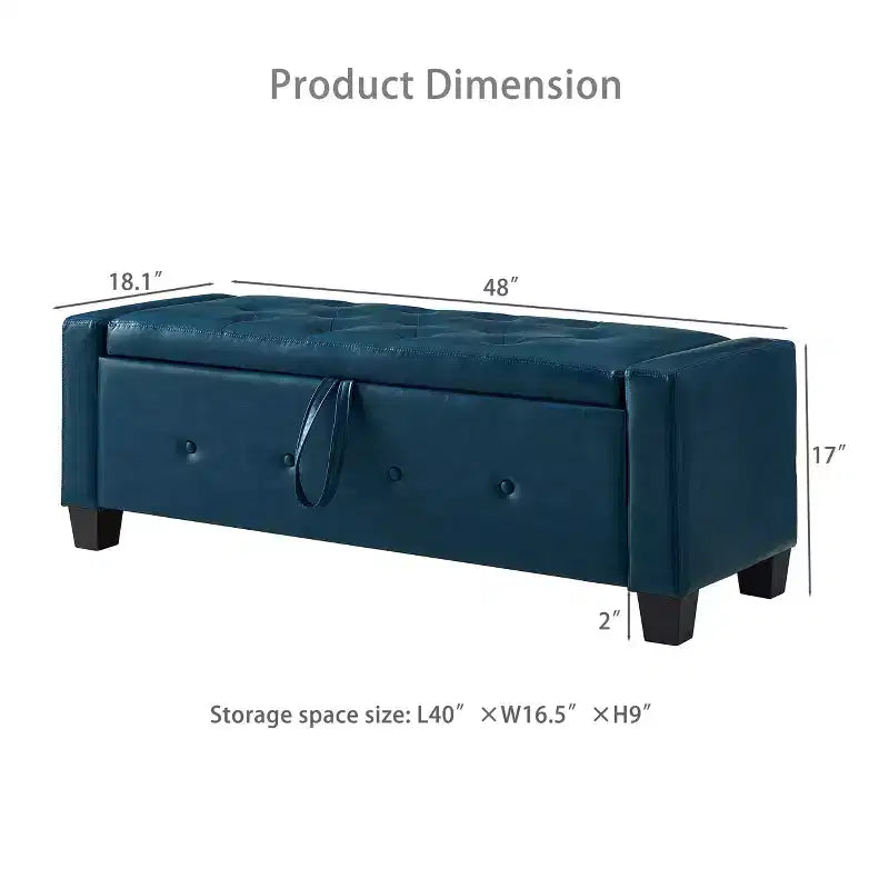 Banc de rangement ottoman en bois et similicuir 43,2 cm (H) x 46 cm (l) x 122 cm (P)