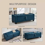 Banc de rangement ottoman en bois et similicuir 43,2 cm (H) x 46 cm (l) x 122 cm (P)