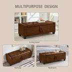 Banc de rangement ottoman en bois et similicuir 43,2 cm (H) x 46 cm (l) x 122 cm (P)